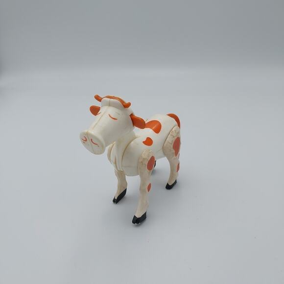 Vintage Fisher Price Little People‎ Spotted Brown White Cow Farm Barn - Picture 2 of 4